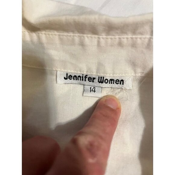 SIZE 14 JENNIFER WOMEN WHITE &YELLOW FLORAL PRINT BUTTON UP. TEACHER WORK CHURCH - Picture 4 of 6